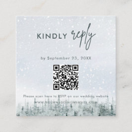 Cartão De Informações Modern Winter Forest Wedding RSVP Card