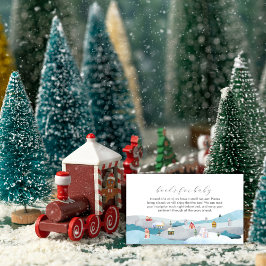 Cartão De Informações Modern Winter Snow Village Books For Baby Shower 