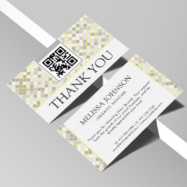 Cartão De Informações Modern Yellow & Gray Geometric Business Thank You