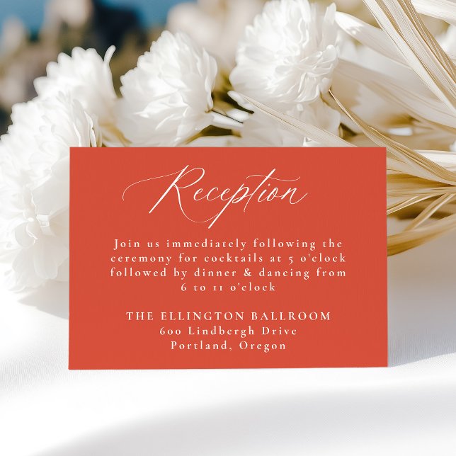 Cartão De Informações Moderna Caligrafia Verona Sunset Recepção de casam (Criador carregado)