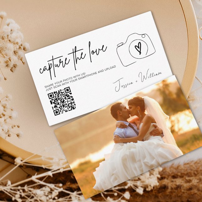 Cartão De Informações Moderno Casamento Capture o Código Qr do amor (Criador carregado)
