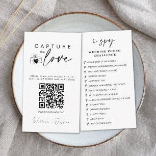 Cartão De Informações Moderno Casamento Capture o Código Qr do amor