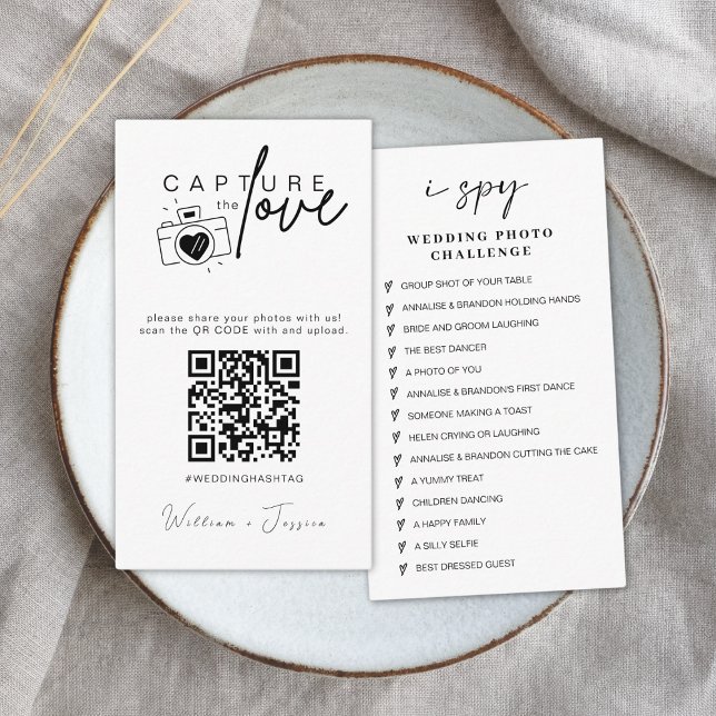 Cartão De Informações Moderno Casamento Capture o Código Qr do amor (Criador carregado)