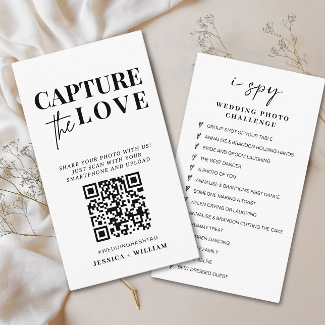 Cartão De Informações Moderno Casamento Capture o Código Qr do amor (Criador carregado)
