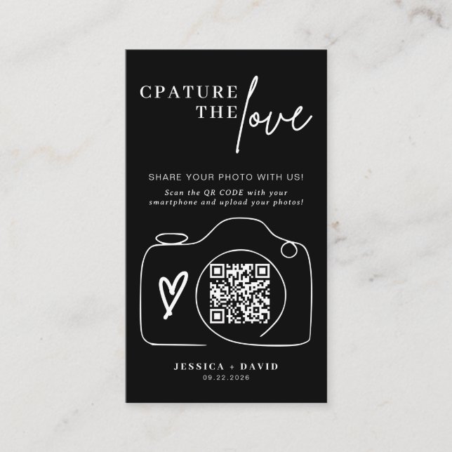 Cartão De Informações Moderno Casamento Capture o gabinete de código QR  (Frente)