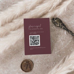 Cartão De Informações Moderno Chic Outono Borgonha Código QR RSVP