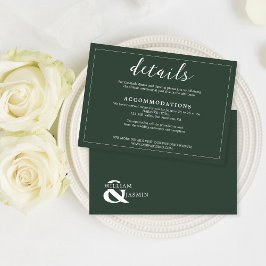 Cartão De Informações Moderno Elegante Borda Esmeralda Verde Letra Cursi