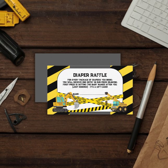 Cartão De Informações Moderno em Chá de fraldas de Construção (Criador carregado)