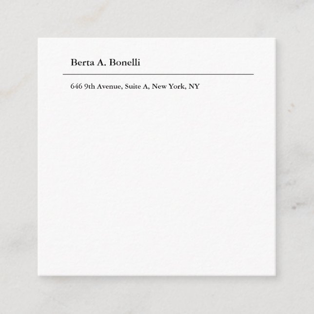 Cartão De Informações Moderno Minimalista Branco Claro (Frente)