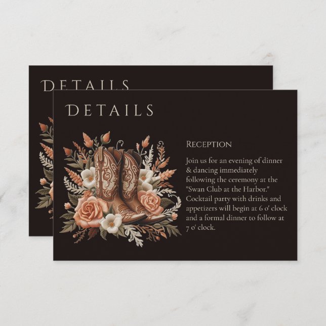 Cartão De Informações Moderno País Elegante - Flores Ocidentais (Frente/Verso)