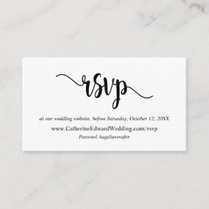 Cartão De Informações Moderno Rustic, Black Script, site de RSVP on-line