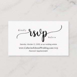 Cartão De Informações Moderno Rustic, Black Script, site de RSVP on-line