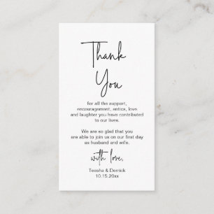 Cartão De Informações Moderno Script Minimalista, Obrigado no Casamento 