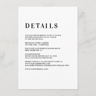 Cartão De Informações Moderno, simples, frisch - Hochzeit Enclosure Card