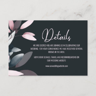 Cartão De Informações Mola de Água Elegante de Marinho Rosa