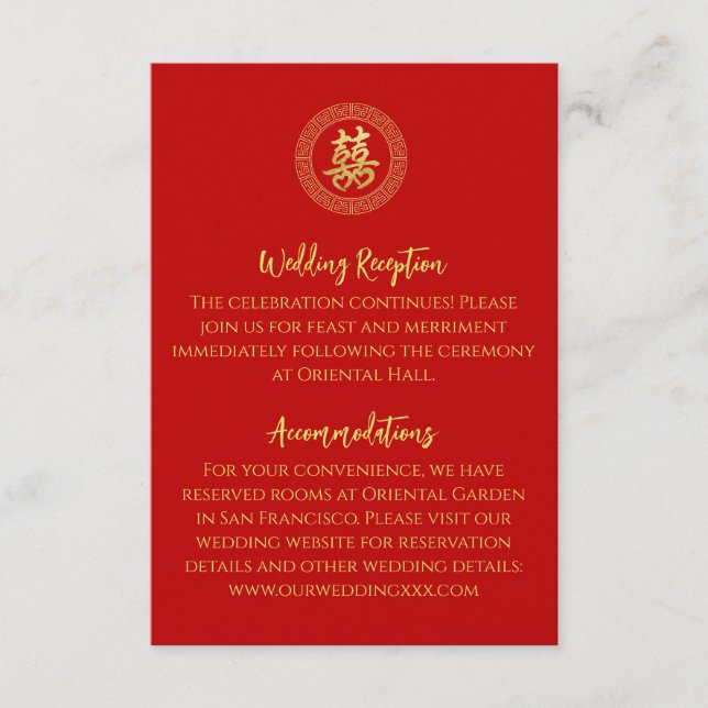 Cartão De Informações Moldura circular dupla xi detalhes do casamento ch (Frente)