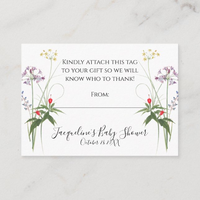 Cartão De Informações Moldura de Aquarela de Flores Silvestres e Abelha  (Verso)