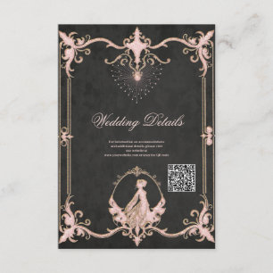 Cartão De Informações Moldura de estilo Vintage com designs florais intr