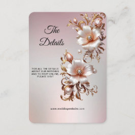Cartão De Informações Moldura Decorativa Rosa com Detalhe Floral