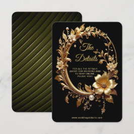 Cartão De Informações Moldura Floral Dourada Ornamental Detalhe Enclausu