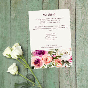 Cartão De Informações Moldura Floral Elegante Rosa Bege Roxo Branco