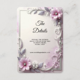 Cartão De Informações Moldura Floral Rosa Detalhe Enclosure