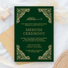 Moldura Floral Verde e Dourada Mehndi Islâmica Muç