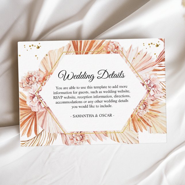 Cartão De Informações Moldura Laranja Desertada Terracotta Seca Palma Fo (Criador carregado)