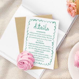 Cartão De Informações Moldura Verde Oliva Ilustrada à Mão Divertida e Ca