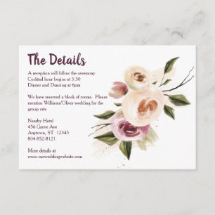 Cartão De Informações Molho de Creme de Rosas Borgonha Suave