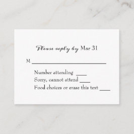 Cartão De Informações Monocromáticos, reagem à RSVP