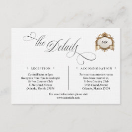 Cartão De Informações Monogram Crest Details Enclosure Card