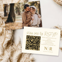 Monograma de Casamento Código QR RSVP com Elegante