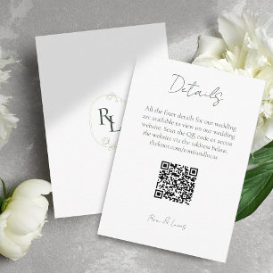 Cartão De Informações Monograma de Detalhes do Localizador de Casamento 