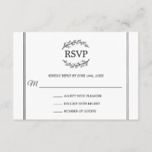 Monograma do estilo francês RSVP Branco Elegante