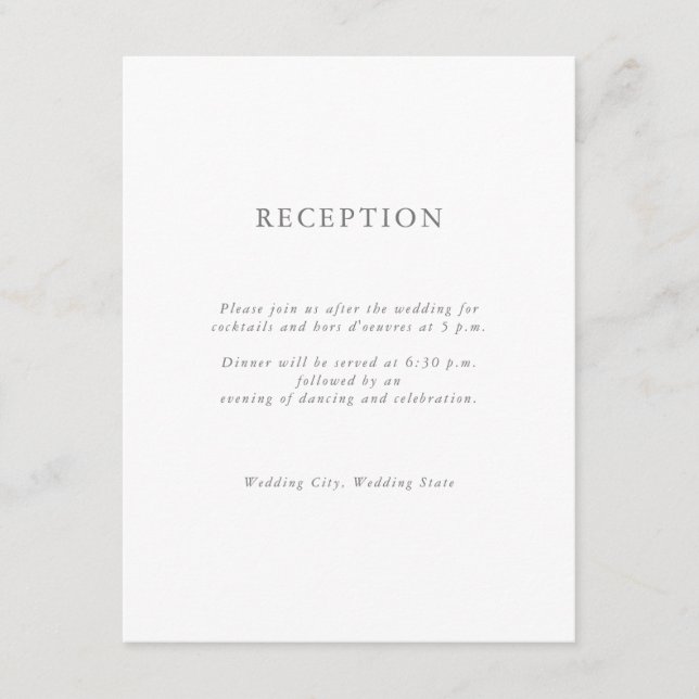 Cartão De Informações Monograma Elegante Moderno Recepção de casamento I (Frente)