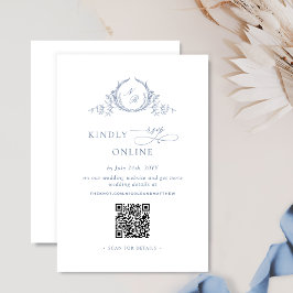 Cartão De Informações Monograma Formal Dusty Código QR Casamento RSVP