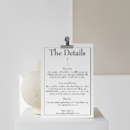 Cartão De Informações Monograma moderno minimalista preto e branco de ca