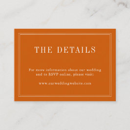 Cartão De Informações Monograma Nome Do Casal Simples Queimado Laranja E