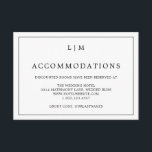 Cartão De Informações Monograma Simples Preto e Branco Elegante Casament<br><div class="desc">Cartão de acomodações de casamento simples com um design moderno e elegante com seu monograma de duas letras no topo e seus detalhes cercados por uma fina borda. Todo o texto é preto, sobre um fundo branco e o verso é preto sólido. As fontes e cores de fundo podem ser...</div>