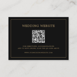 Cartão De Informações Monograma Simples Preto e Dourado Casamento Elegan