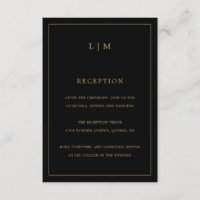 Monograma Simples Preto e Dourado Elegante Casamen