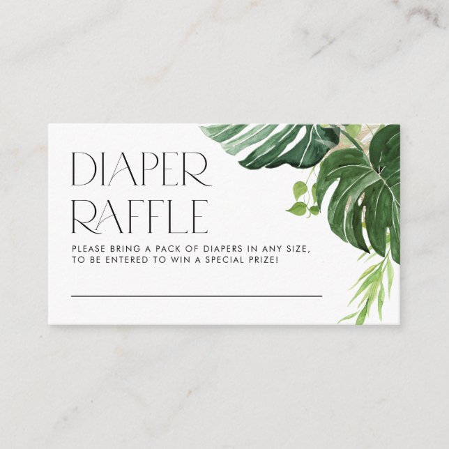 Cartão De Informações Monstera Tropical Summer Fralda Raffle (Frente)