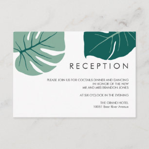Cartão De Informações Monstera Verde   Recepção de Casamento Enclosure