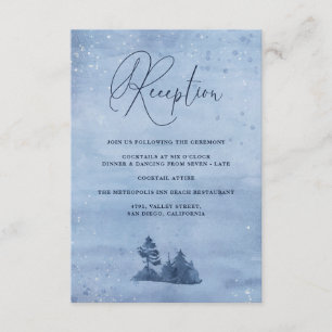 Cartão De Informações Montanha Pinheiros Recepção de Casamento no invern