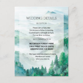 Cartão De Informações Montanhas transculentes brancas e verdes etéreas