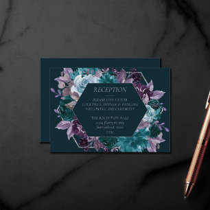 Cartão De Informações Moody Boho   Recepção Roxo-Roxo-Tarto Profundo