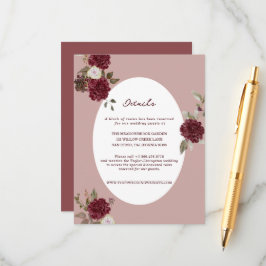 Cartão De Informações Moody Floral Autumn Wedding Details Card