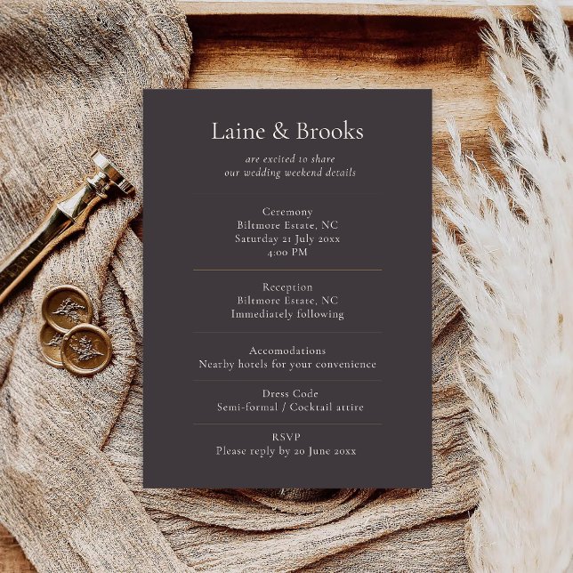 Cartão De Informações Moody Minimal Wedding Details Card (Criador carregado)