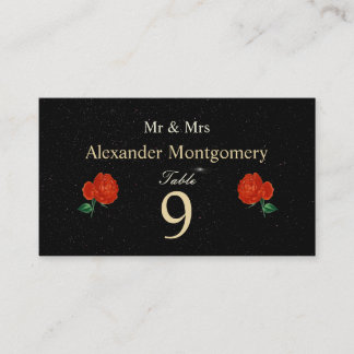 Cartão De Informações Moody Starry Night Crimson Roses Place Escort Card